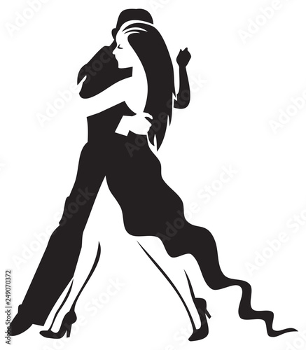 Stylised image of tango dancers.Man and woman silhouettes
