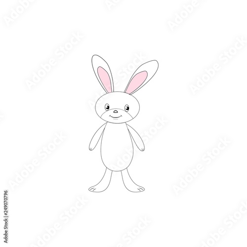 Easter bunny and eggs. Holyday background design. Modern stylish abstract card for greeting. Symbol love, life, spring. Colorful template for prints, banner, card, label, etc. Vector illustration.