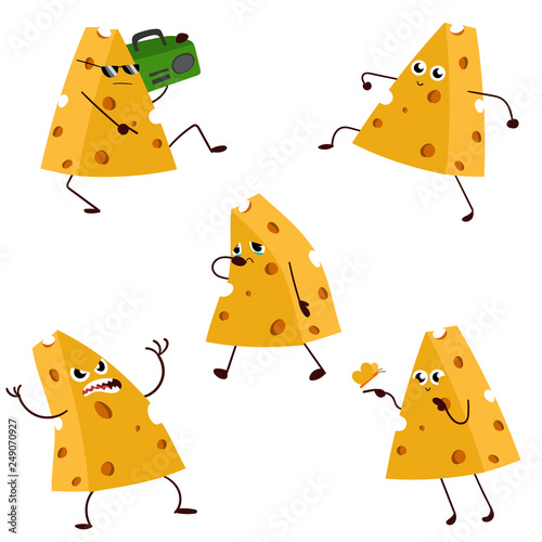 Funny cheese character ilustration isolated. Food concept.