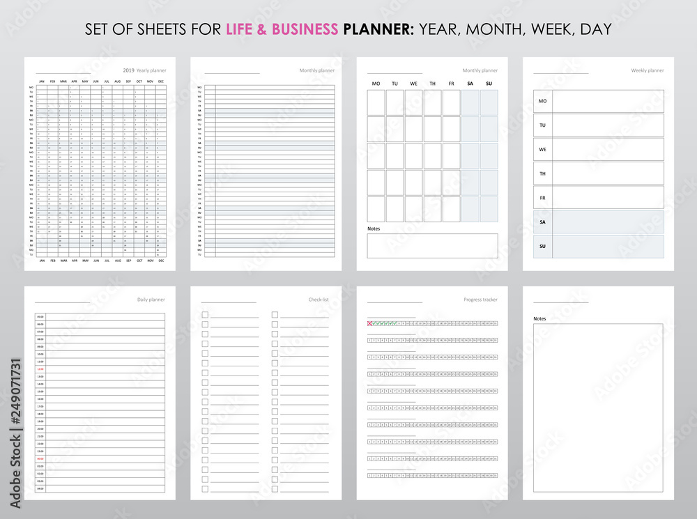 Project life and business planner with open date - obrazy, fototapety, plakaty 