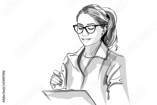 Woman doctor Vector sketch storyboard. Detailed character illustrations