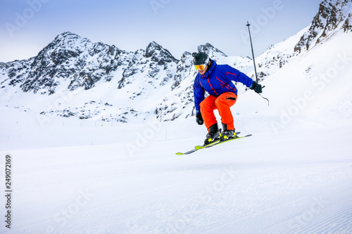 Man skiing on the ski slopes