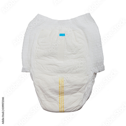 disposable white baby diaper - panties on a white background isolated
