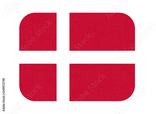 Flag of Denmark, Scandinavian northern country. Isolated Danish banner with scratched texture, grunge. Flat style, vector with noise, marble textured background. Horizontal orientation.