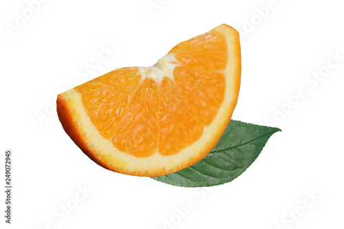 composition with orange slice on an isolated white background