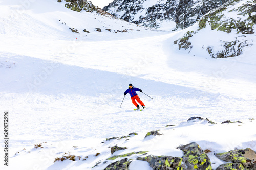 Man skiing on the ski slopes