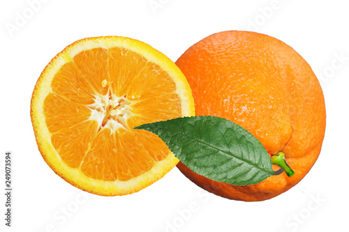 Fototapeta Naklejka Na Ścianę i Meble -  half and whole r of fresh vitamin green orange isolated on white background