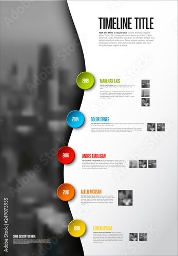 Company Infographic timeline report template with photos