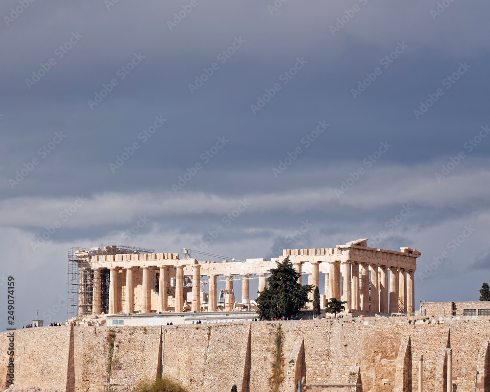 Athens, Parthenon ancient Greek temple on Acropolis hill