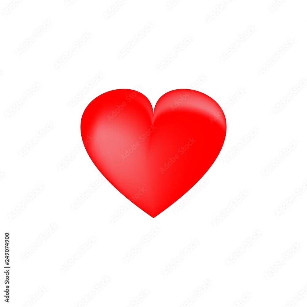Heart 3D isolated. Red sign on white background. Romantic silhouette symbol linked, join, love, passion and wedding. Colorful mark of valentine day. Design modern element. Vector illustration.