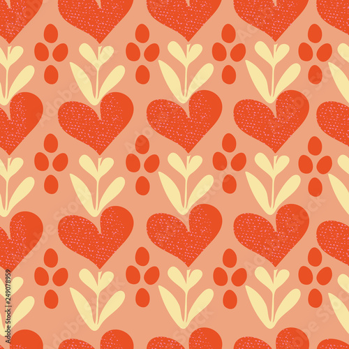 Peach Geometric Heart Seamless Vector Pattern