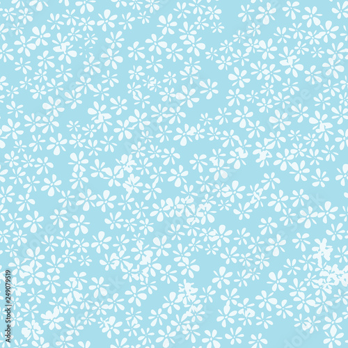 Blue Wild Flowers Seamless Vector Pattern