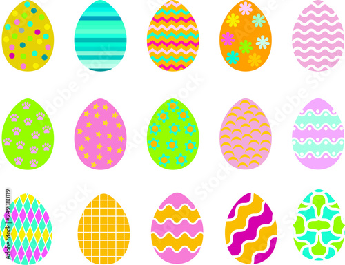 Vector Easter, Easter eggs.Easter eggs collection on a white background.