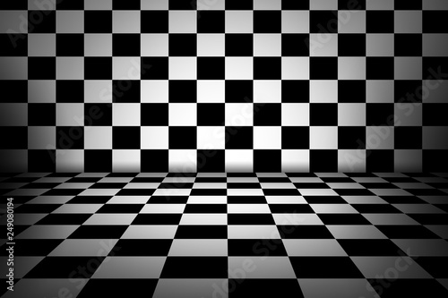 Black and white checker interior room.
