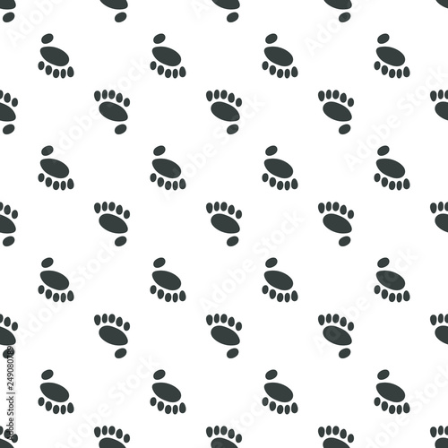 Seamless pattern, animal foot vector background illustration. Bear footprint.