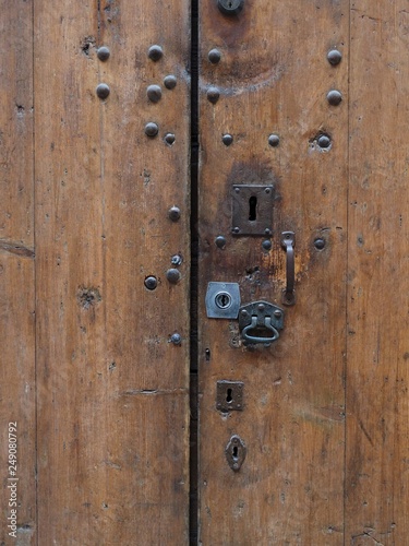 Ancient wooden door, detail.