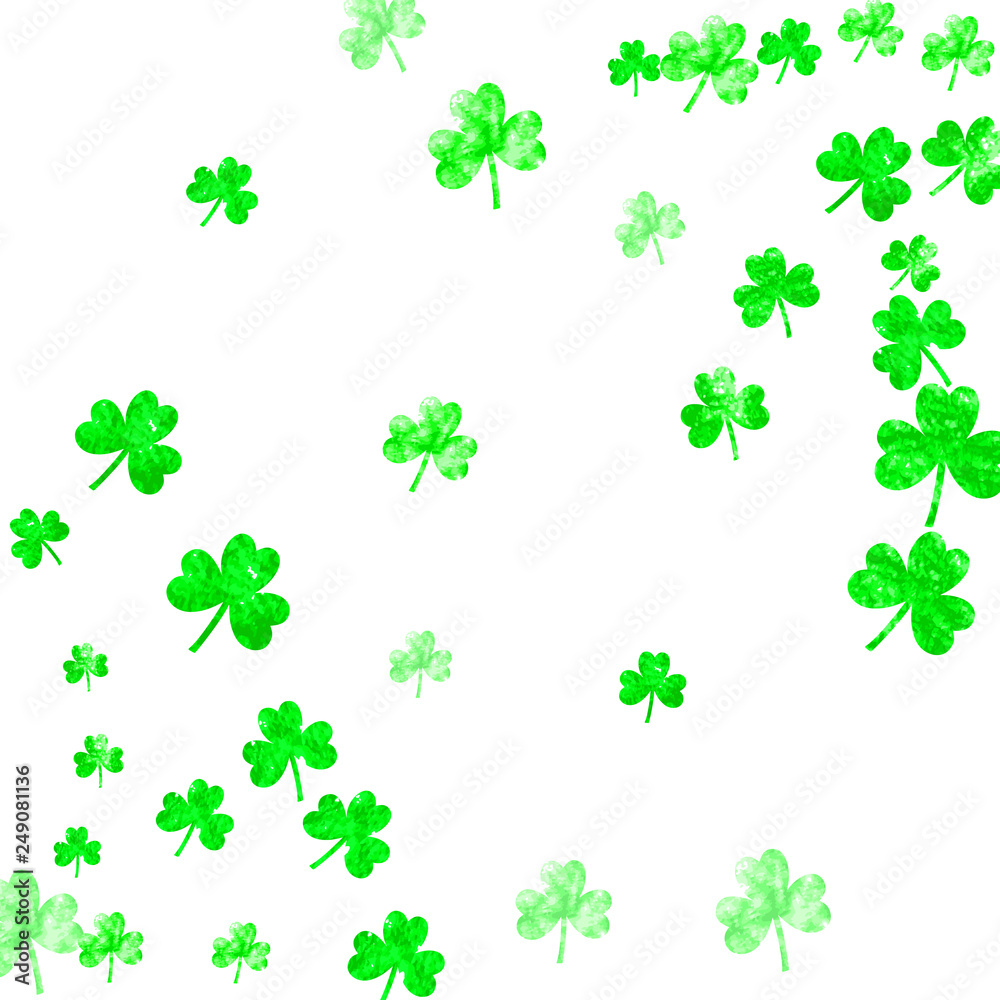 St patricks day background with shamrock. Lucky trefoil confetti. Glitter frame of clover leaves. Template for voucher, special business ad, banner. Festive st patricks day backdrop. St patricks day background with shamrock. Lucky trefoil confetti. Glitter frame of clover leaves. Template for voucher, special business ad, banner. Festive st patricks day backdrop.