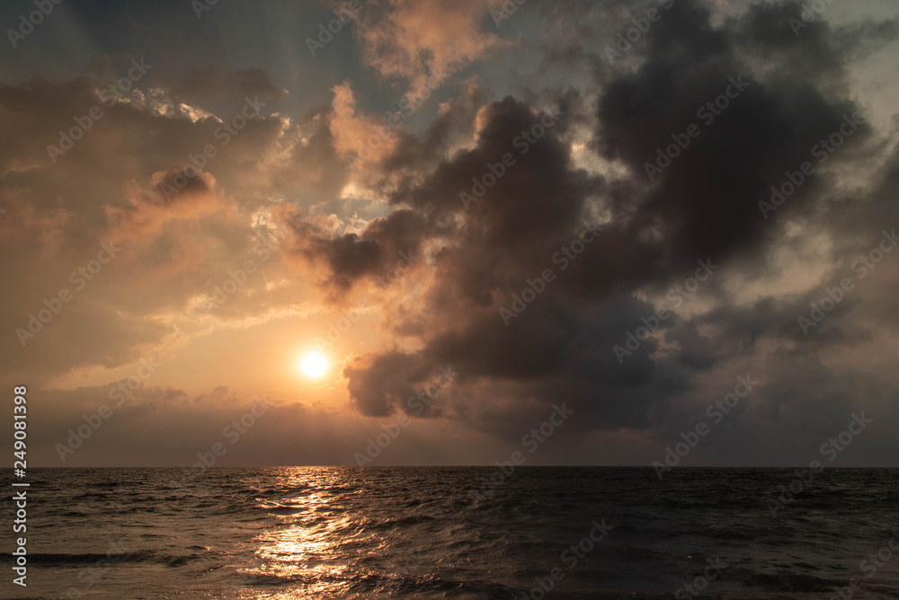 Negombo Beach in Sri Lanka, at Sunset