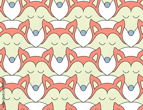 Fox cartoon seamless pattern. Orange fox's head. Good for print, textile, fabrics, wallpaper, decoration.