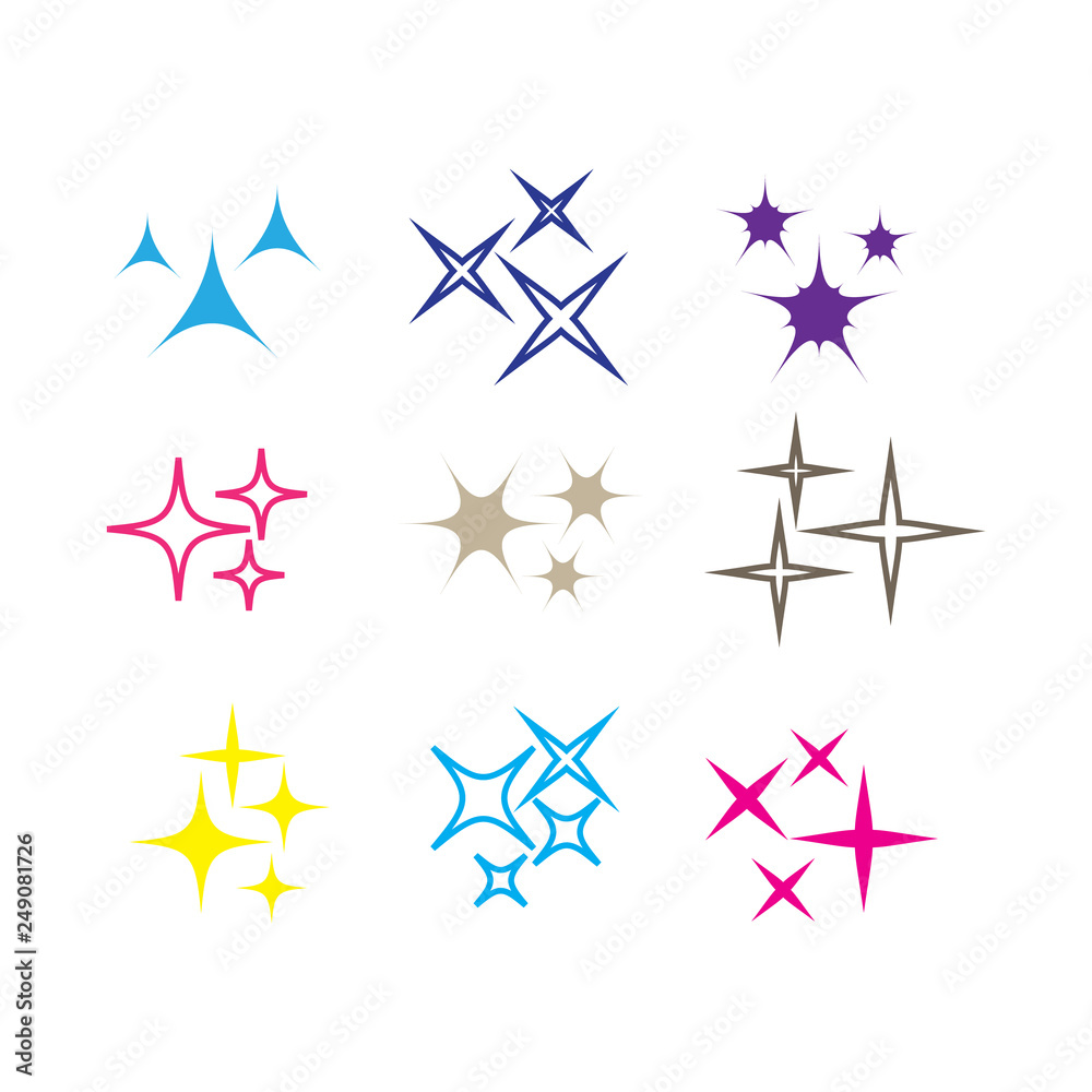 Sparkles icon set. Star element. Sparkle lights vector