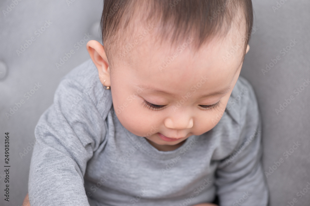 Image of sweet baby girl, closeup portrait of cute 8 month-old smiling girl, toddler. Image of sweet baby girl, closeup portrait of cute 8 month-old smiling girl, toddler.