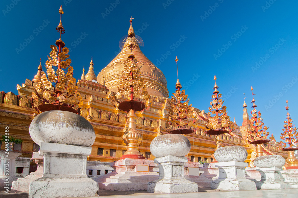 The Shwezigon Pagoda, the famous chedi in Bagan, Myanmar.