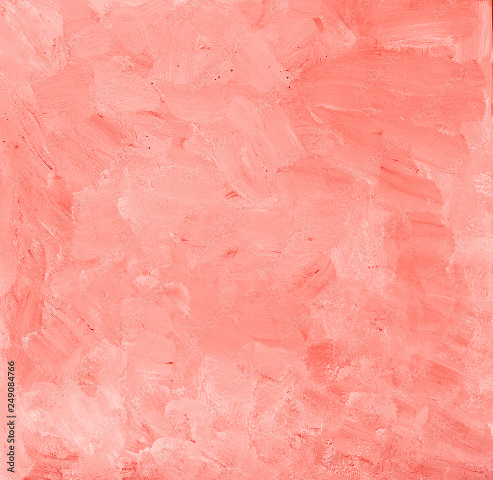 Acrylic background. Brush strokes paint a coral color. Gentle background
