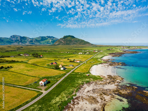 Seascape in Gimsoysand, Lofoten islands, Norway photo