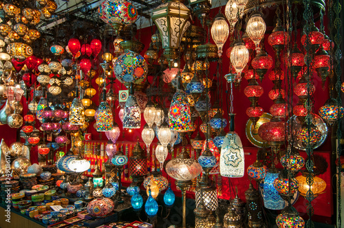Turkish decorative lamps for sale on Grand Bazaar at Istanbul  Turkey.