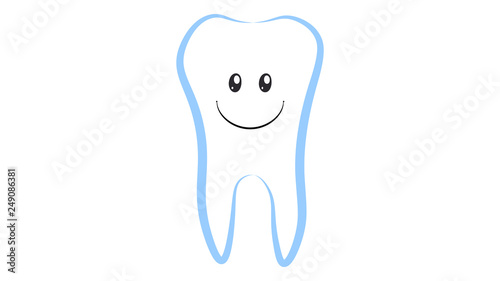 Dent funny character. Tooth smile sticker