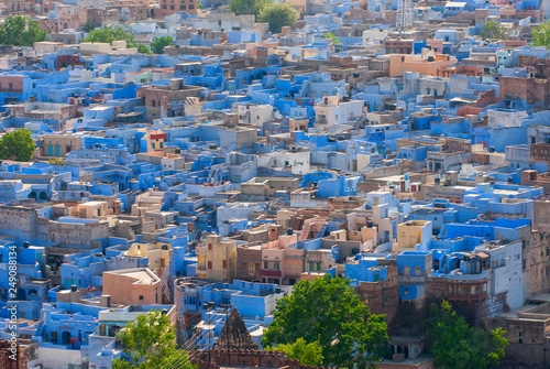 View of the old blue city of Jodhpur in Rajasthan, India. © GISTEL