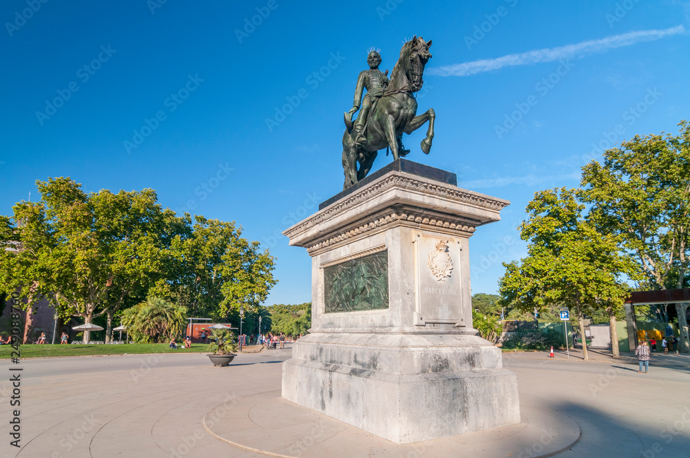General Juan Prim monument, equestrian statue, Parc de la Ciutadella, Barcelona, Catalonia, Spain.