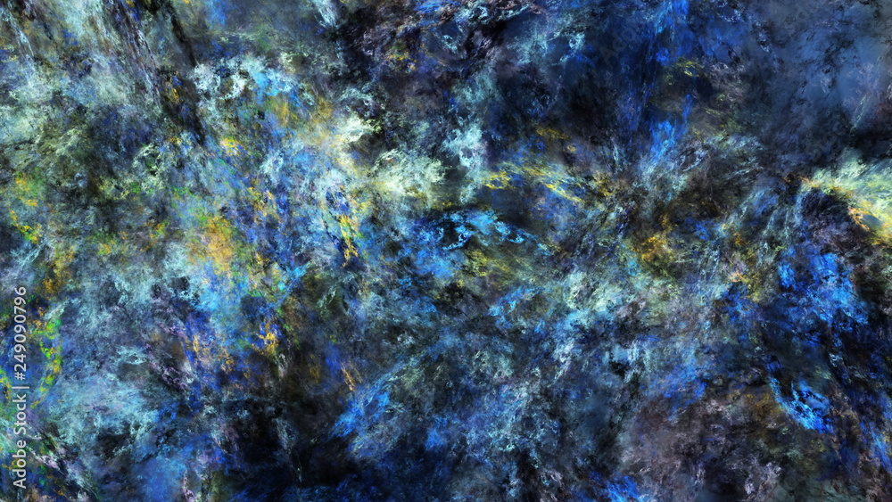 Abstract blue and black fantastic clouds. Colorful fractal background. Digital art. 3d rendering.