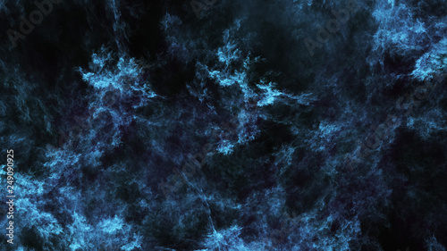 Fototapeta Naklejka Na Ścianę i Meble -  Abstract blue and black fantastic clouds. Colorful fractal background. Digital art. 3d rendering.