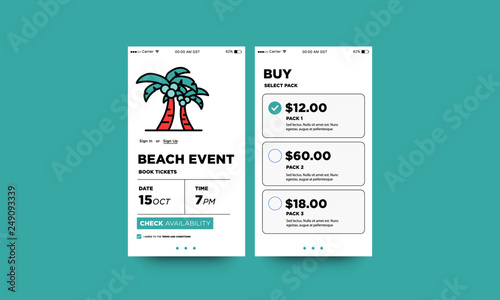 Beach Event Booking App Design with Palm Tree 