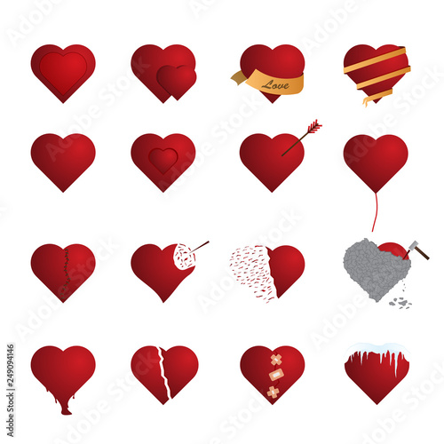 Hearts icon set. 