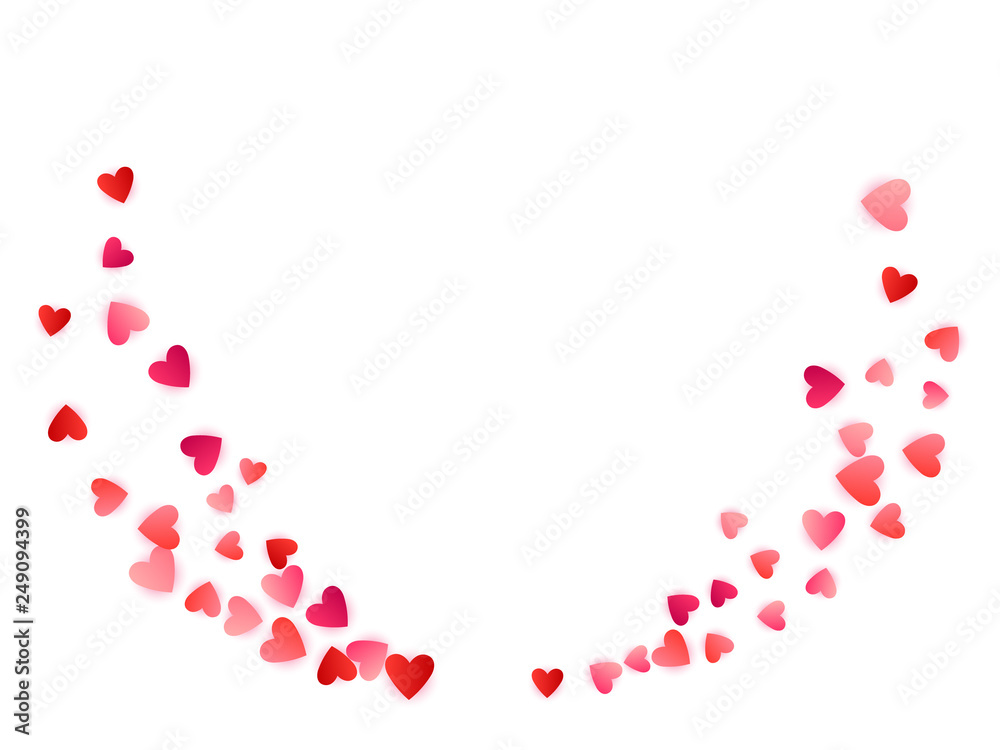 Red flying hearts bright love passion vector background.