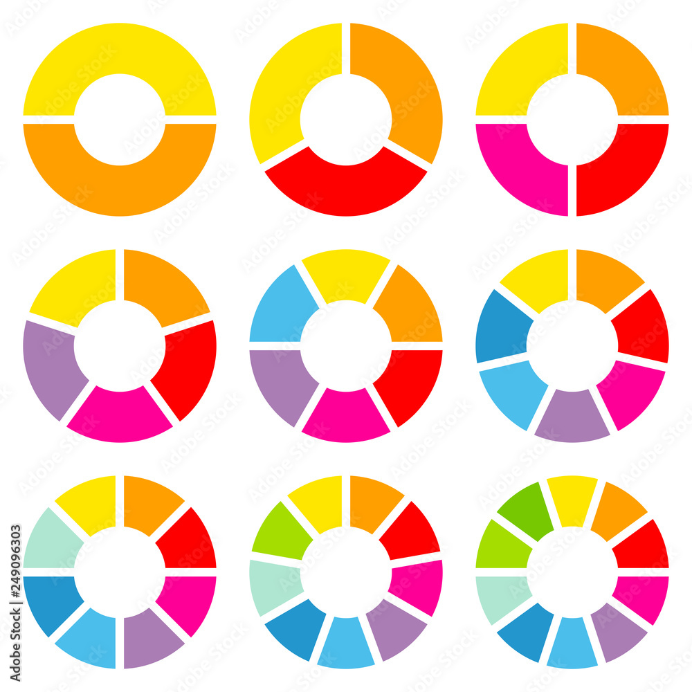 Set Bunte Tortendiagramme Weiß Innen