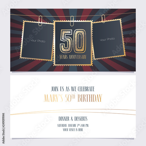 50 years anniversary party invitation vector template, Illustration