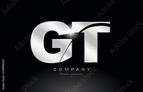 Tableau sur toile silver letter gt g t metal combination alphabet with grey color on black backgro