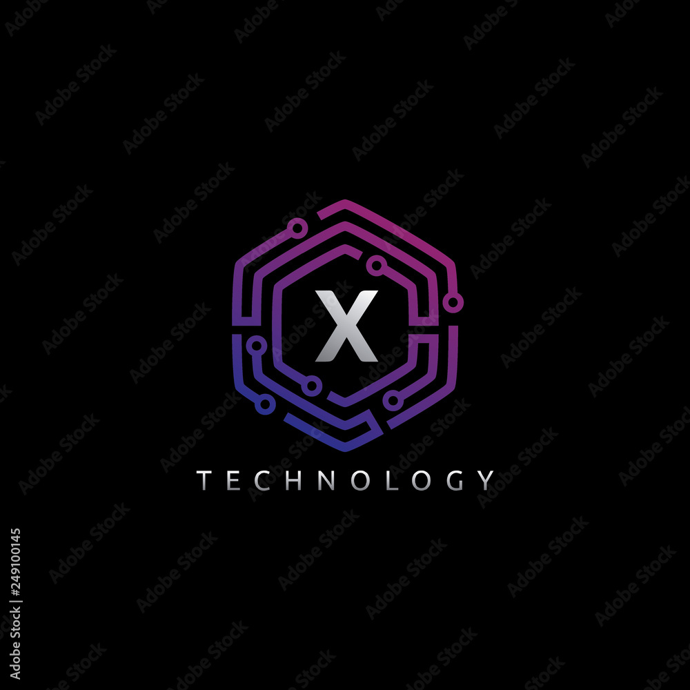 Hexagon Techno X Letter Logo Hexagon Techno X Letter Logo