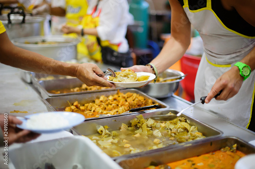 Warm food for the poor and homeless : concept giving with charity
