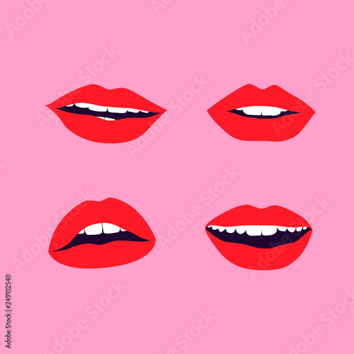 Vector Lippen und Mund auf rosa Hintergrund