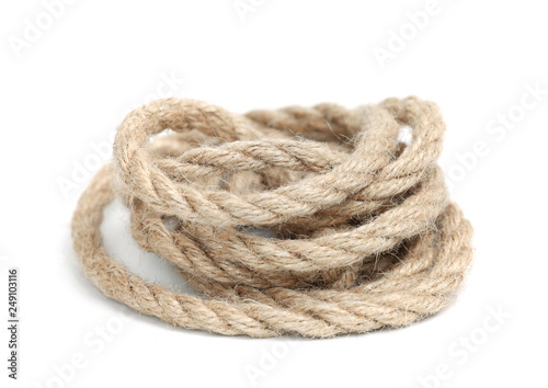 Twine rope rolled up isolated.