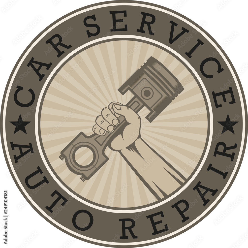 Car repair shop emblem illustration. Car maintenance and repair