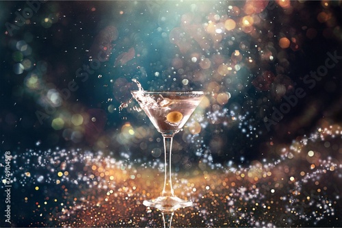 Martini cocktail isolated on dark white