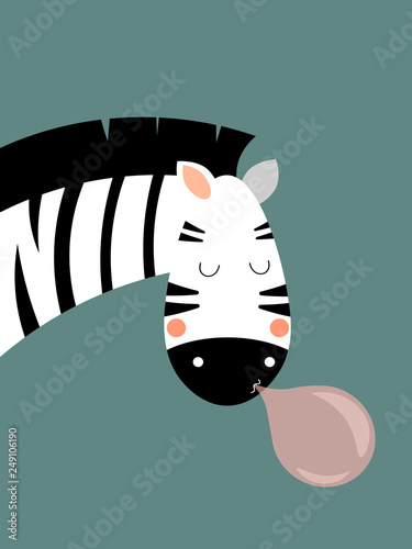 Zebra with chewing gum