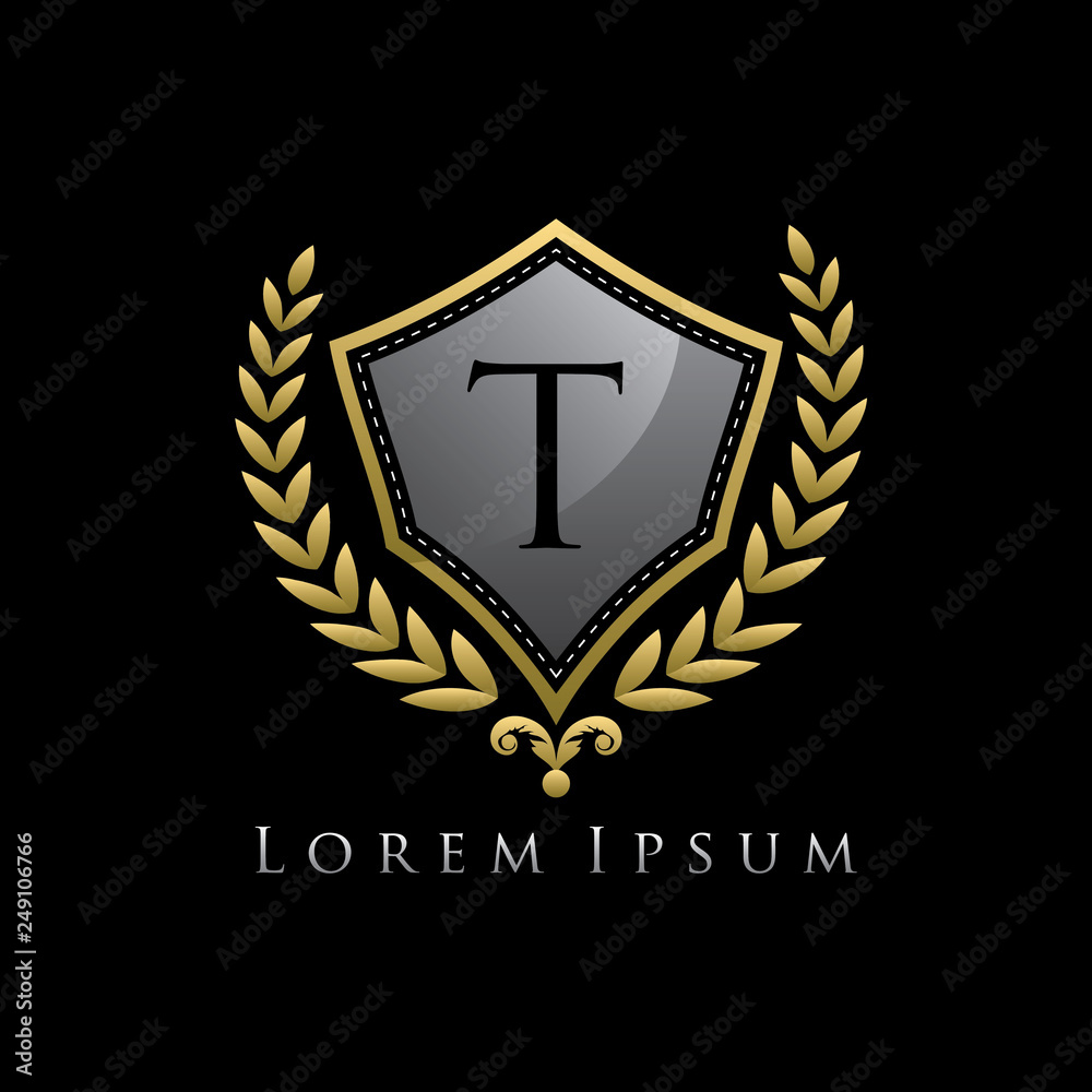 Golden Shield Luxury T Letter Logo Golden Shield Luxury T Letter Logo
