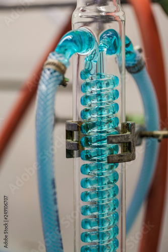 a laboratory with chemistry test tubes