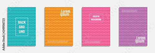 Colorful and modern cover design. Set of geometric pattern background